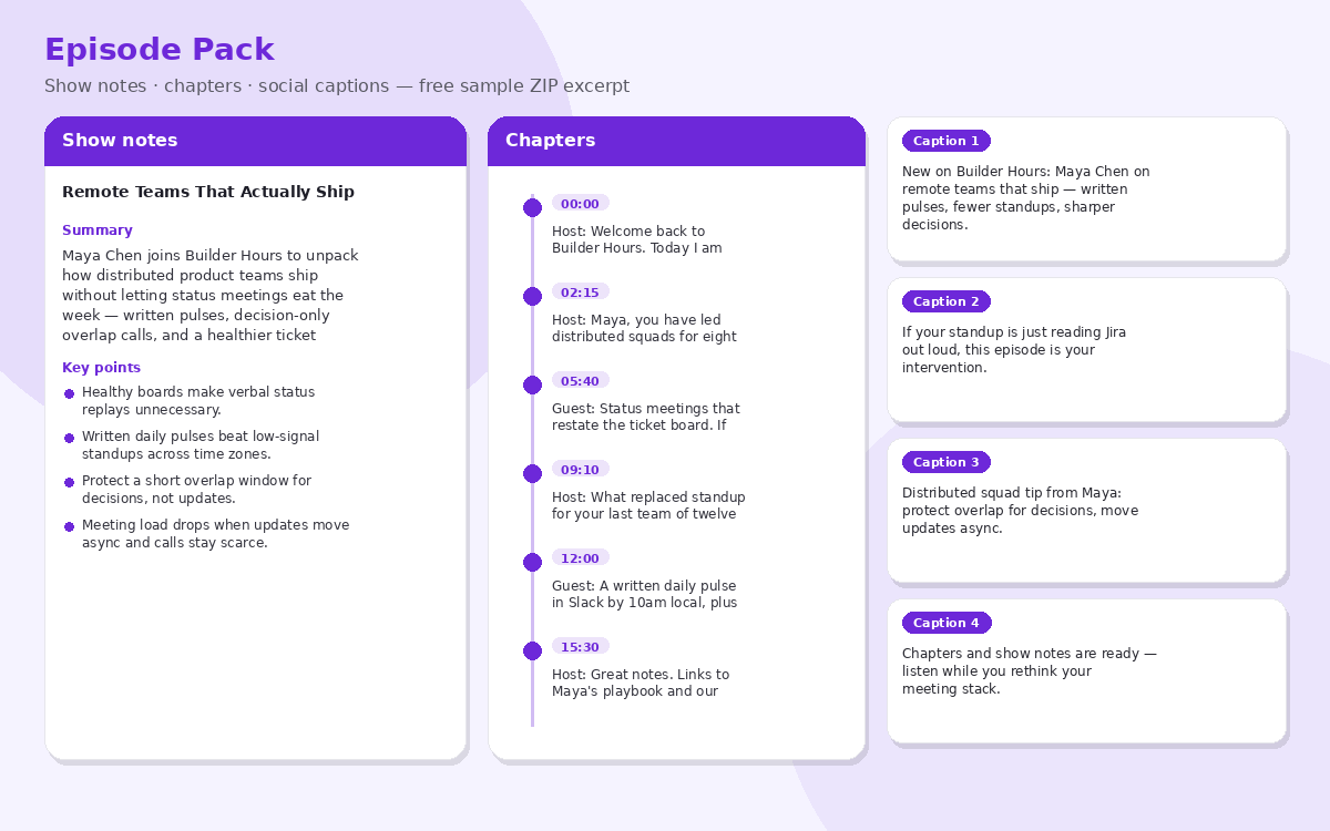 Sample output preview for Episode Pack
